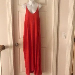 Orange maxi dress with pockets size small/medium